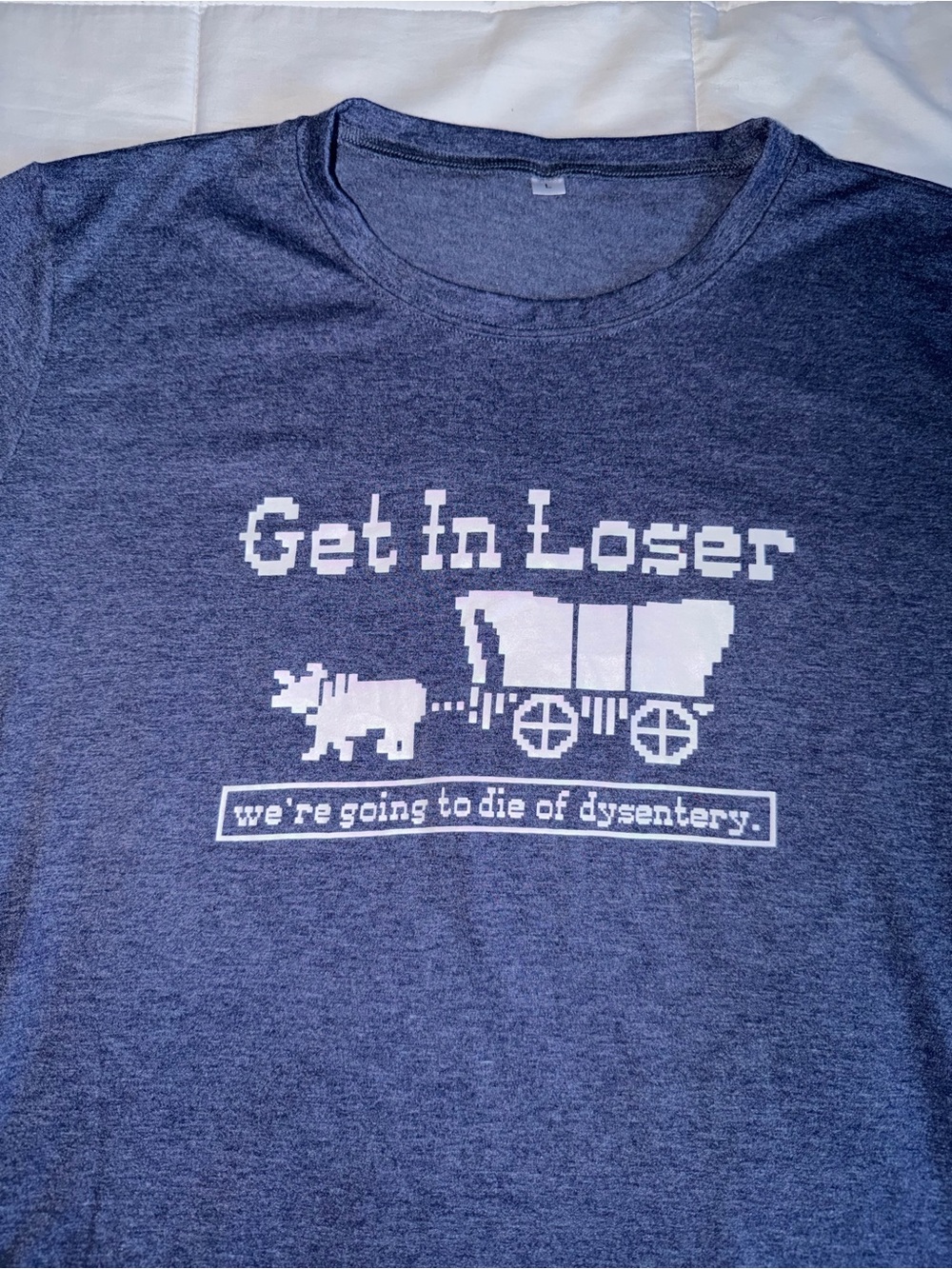Oregon Trail ‘Get in Loser’ Blue Graphic Tee - Large